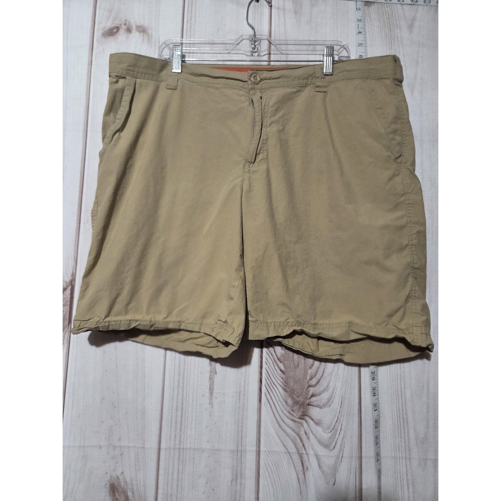 Columbia Chino Shorts Mens 40 Beige Solid Cotton Nylon Outdoor Casual 9 Inseam